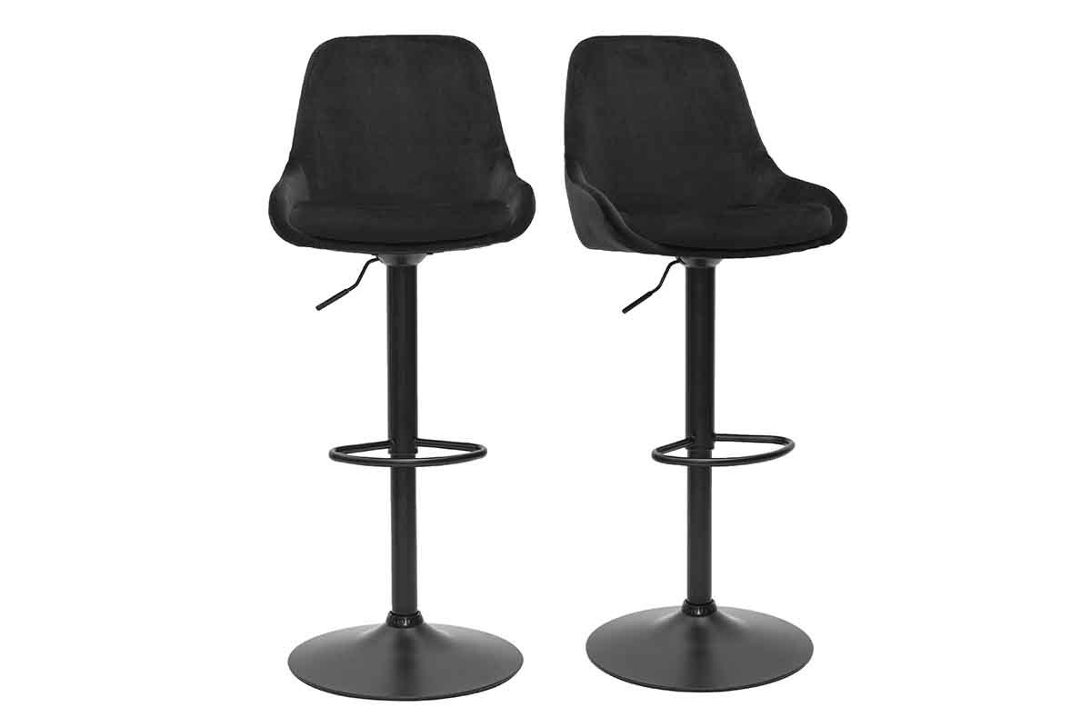 Tabourets de bar design rglables velours noir (lot de 2) HOLO