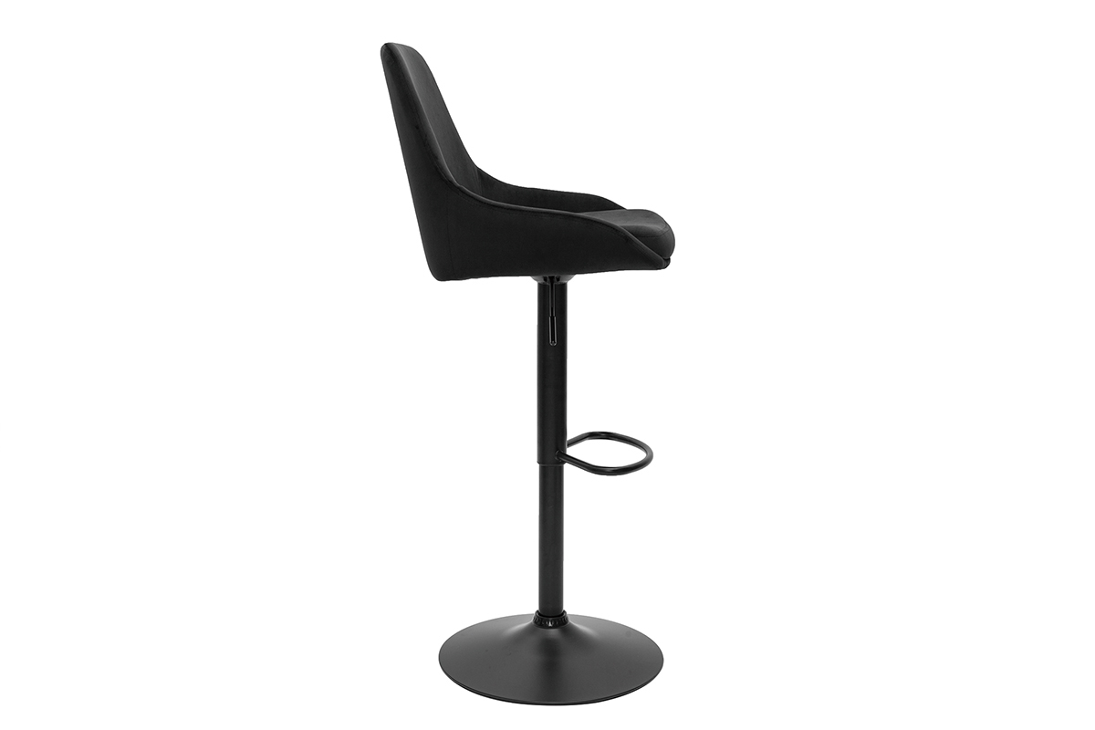Tabourets de bar design rglables velours noir (lot de 2) HOLO