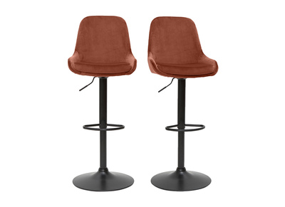Tabourets de bar design réglables velours rouge tomette (lot de 2) HOLO