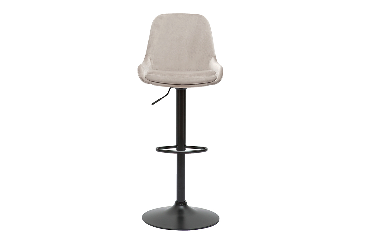 Tabourets de bar design rglables velours taupe (lot de 2) HOLO