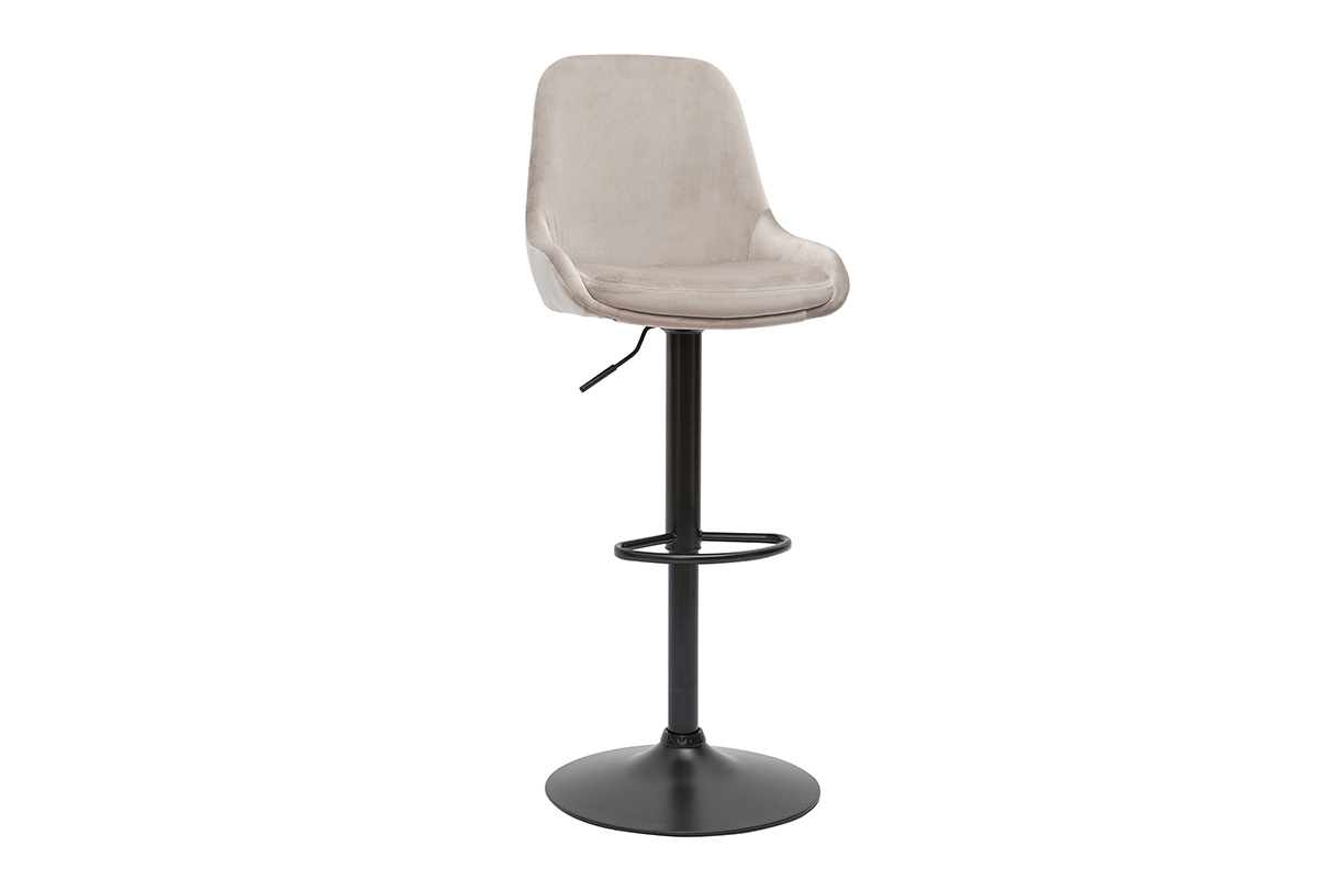 Tabourets de bar design rglables velours taupe (lot de 2) HOLO