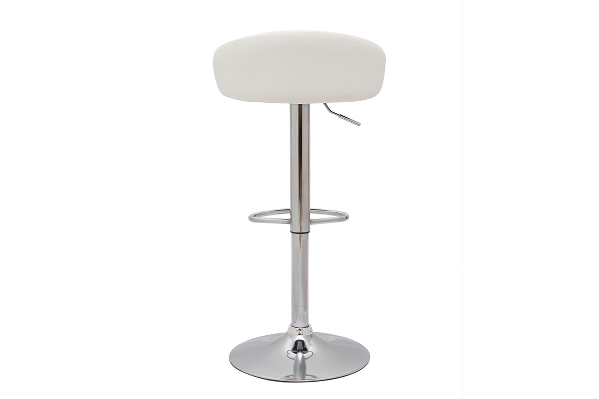 Tabourets de bar design relevables blanc et acier chrom (lot de 2) REYNOLD