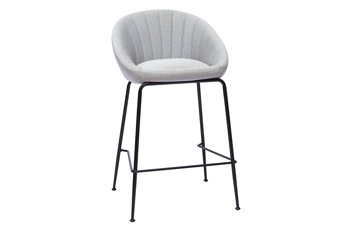 Tabourets de bar design tissu gris clair 65 cm (lot de 2) SHERU