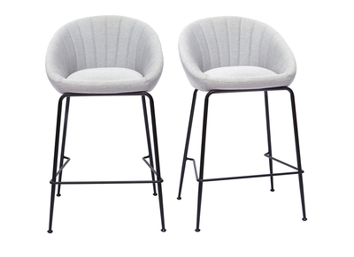 Tabourets de bar design tissu gris clair 65 cm (lot de 2) SHERU