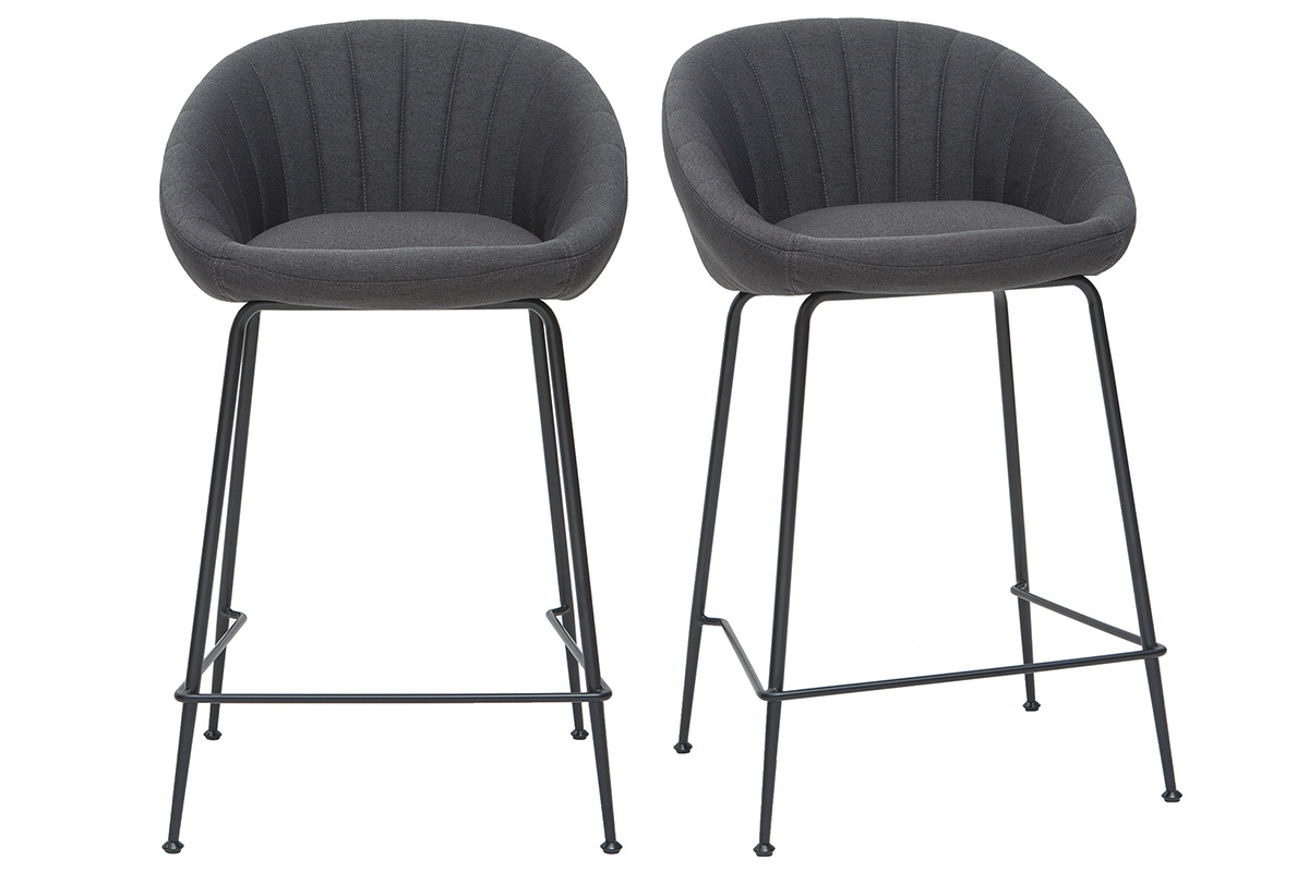 Tabourets de bar design tissu gris fonc (lot de 2) SHERU