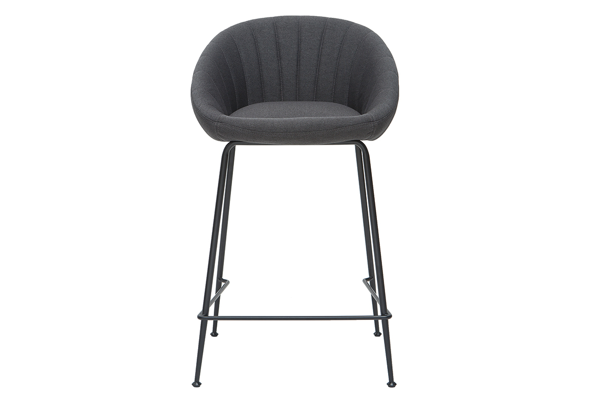 Tabourets de bar design tissu gris fonc (lot de 2) SHERU