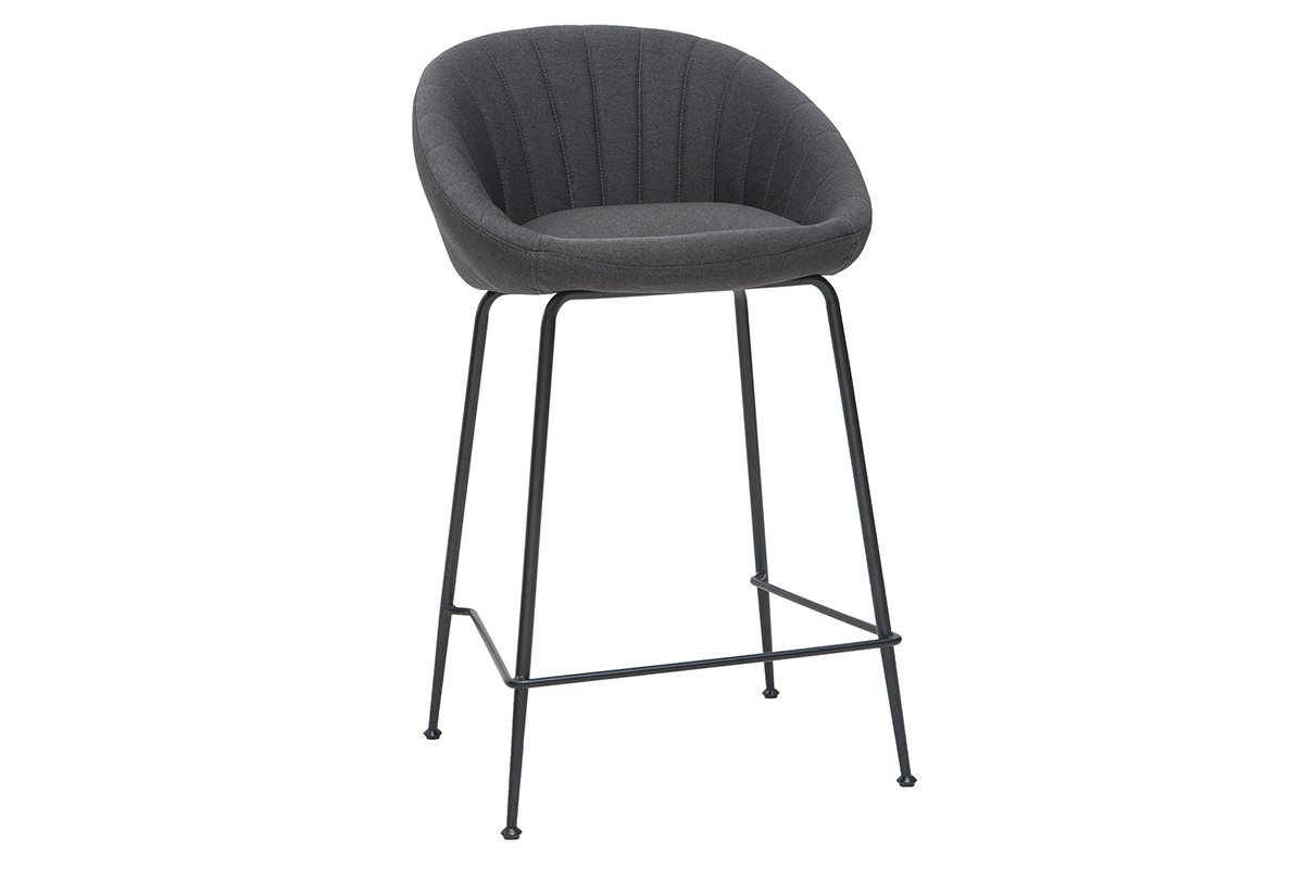 Tabourets de bar design tissu gris fonc (lot de 2) SHERU