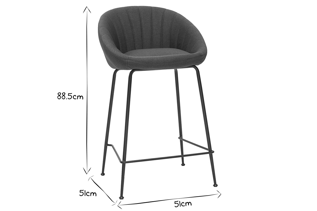 Tabourets de bar design tissu gris fonc (lot de 2) SHERU