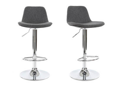 Tabourets de bar design tissu gris fonc&eacute; (lot de 2) ZACK
