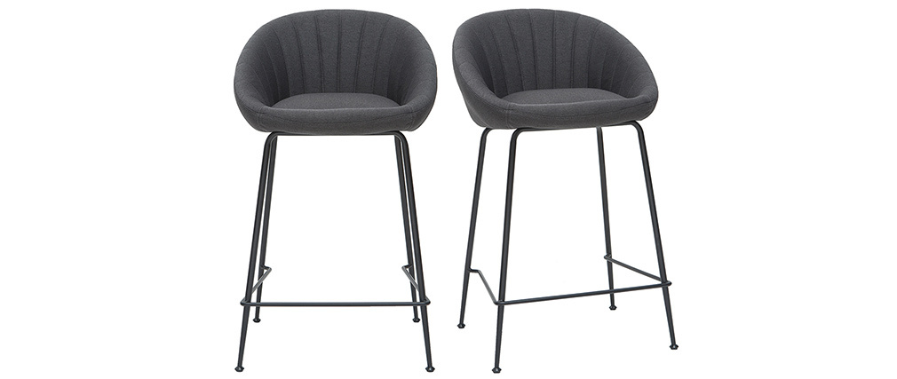 Tabourets de bar design tissu gris fonc� 65 cm (lot de 2) SHERU