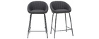 Tabourets de bar design tissu gris fonc&eacute; 65 cm (lot de 2) SHERU