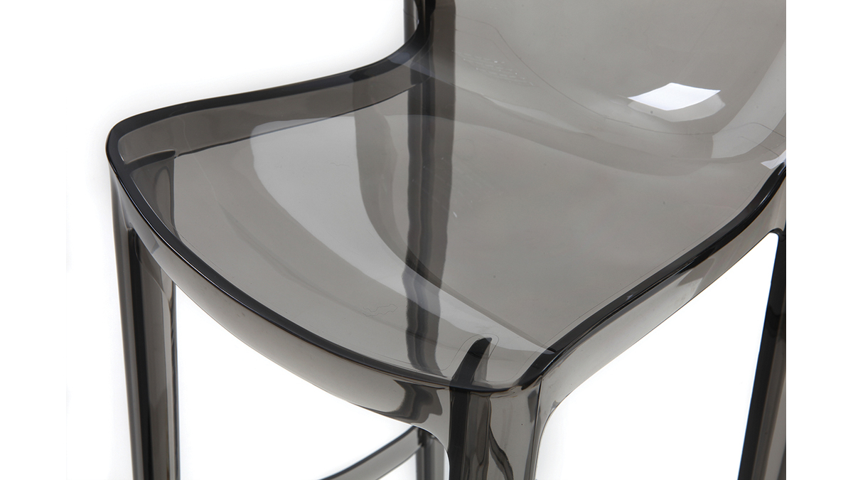 Tabourets de bar design transparents gris intrieur - extrieur H75 cm (lot de 2) YLAK