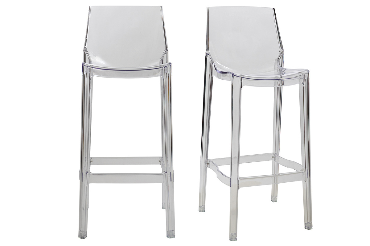 Tabourets de bar design transparents intrieur - extrieur  (lot de 2) YLAK