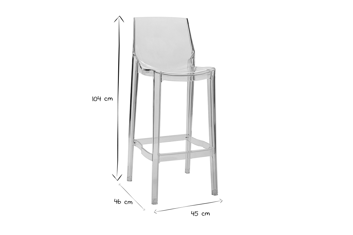 Tabourets de bar design transparents intrieur - extrieur  (lot de 2) YLAK