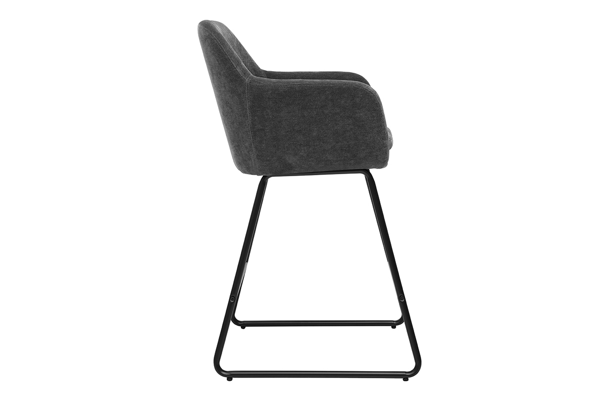 Tabourets de bar effet velours gris fonc H65 cm (lot de 2) AMIKA