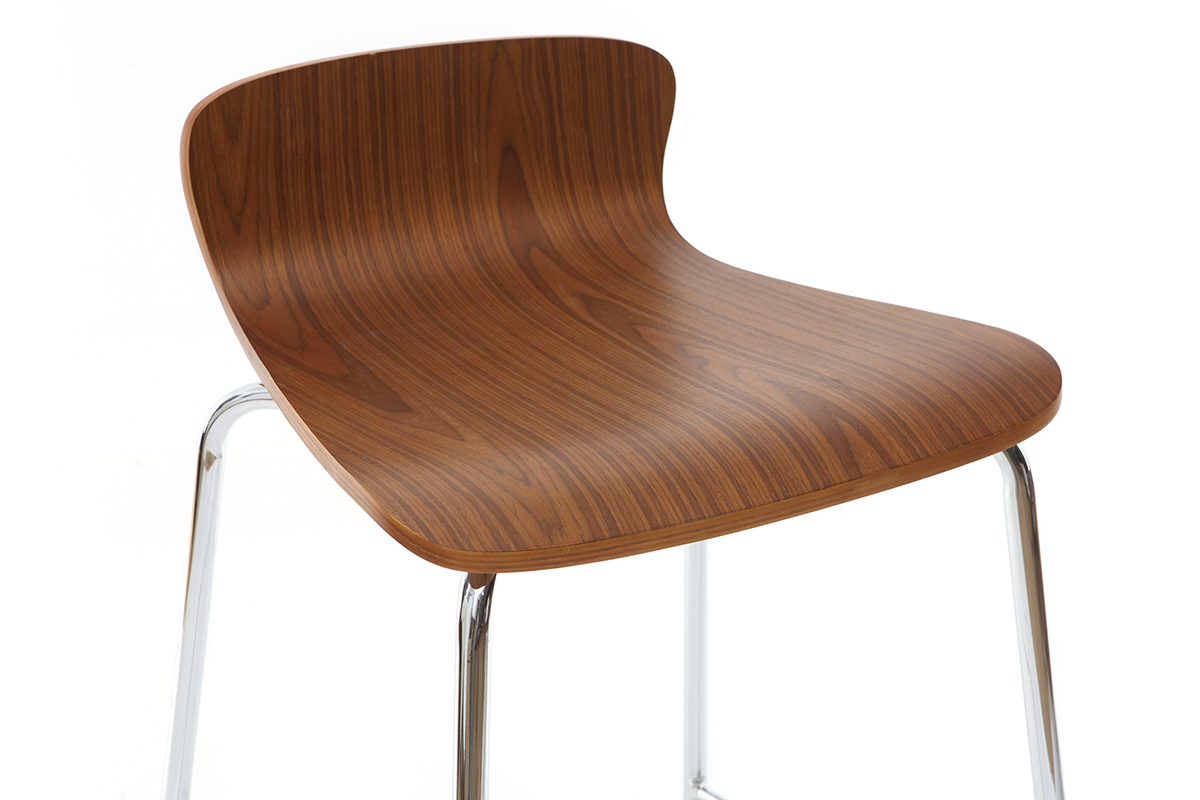 Tabourets de bar empilables en m�tal et bois de noyer 75 cm (lot de 2) ONDA
