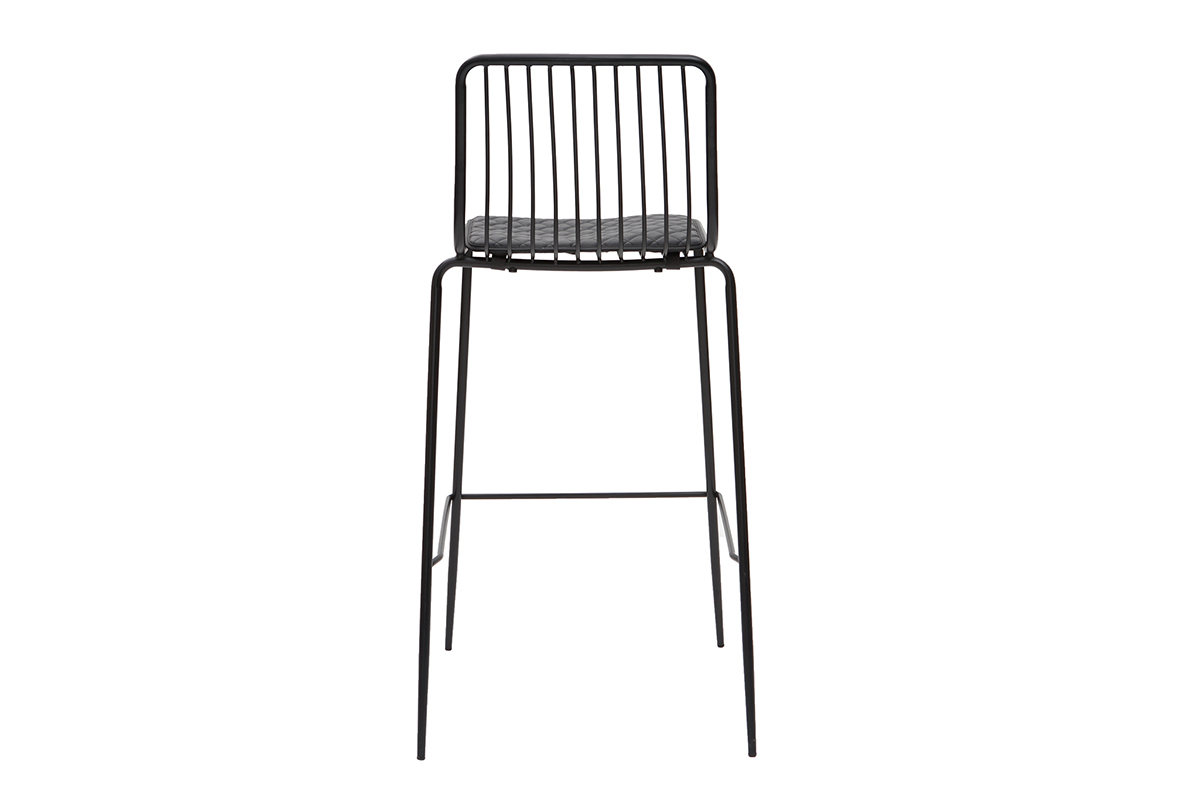 Tabourets de bar empilables en mtal noir avec coussin 75 cm (lot de 2) FEELING