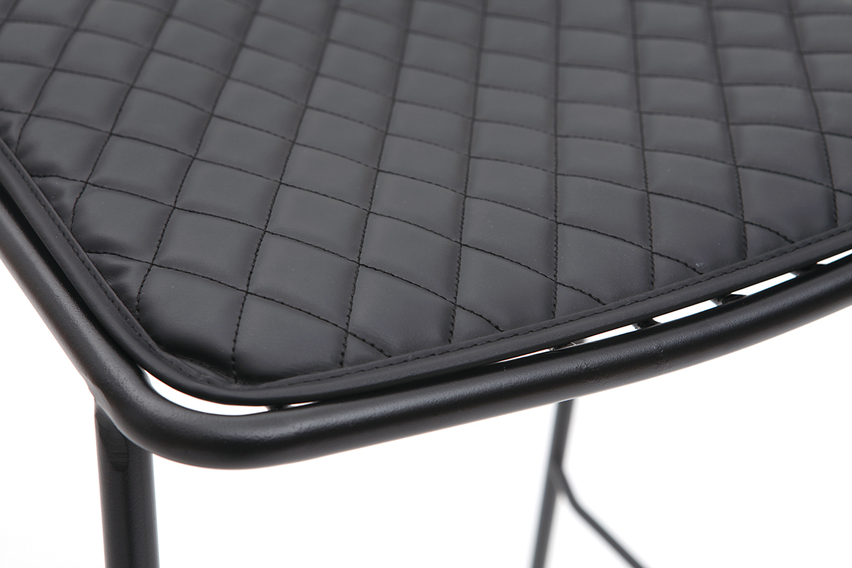 Tabourets de bar empilables en mtal noir avec coussin 75 cm (lot de 2) FEELING