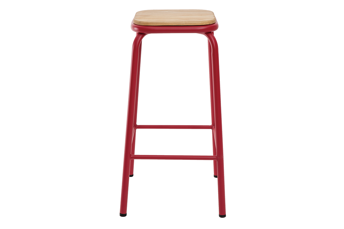 Tabourets de bar empilables rouge H65 cm (lot de 2) MEMPHIS
