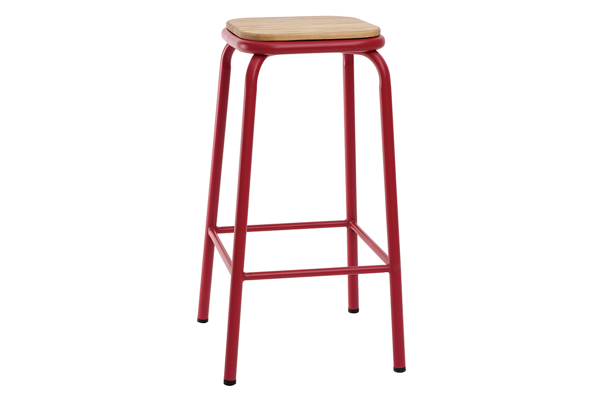 Tabourets de bar empilables rouge H65 cm (lot de 2) MEMPHIS