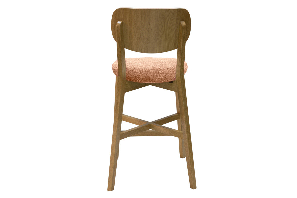 Tabourets de bar en bois clair chne et tissu effet velours terre brle H65 cm (lot de 2) LUCIA