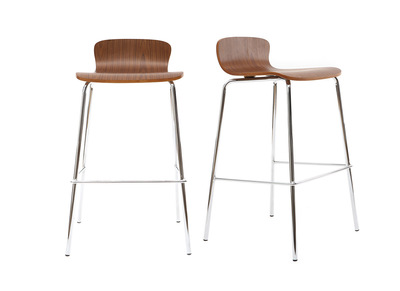 Tabourets de bar en m&eacute;tal et bois de noyer H75 cm - lot de 2 ONDA