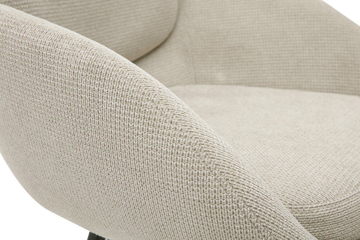 Tabourets de bar en tissu chenille beige et m�tal noir H68.5 cm (lot de 2) SLAKE