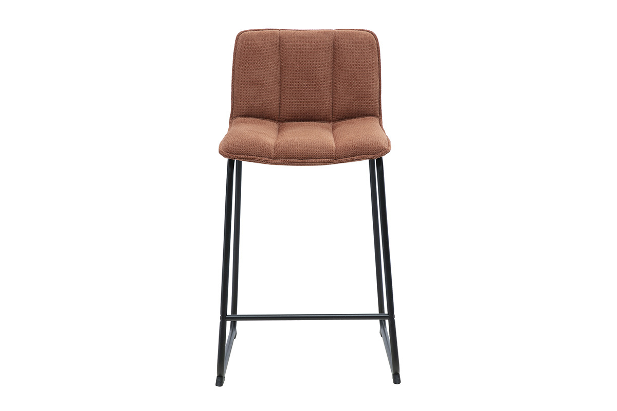 Tabourets de bar en tissu chenille terre br�l�e et m�tal noir H65.6 cm (lot de 2) VISTO