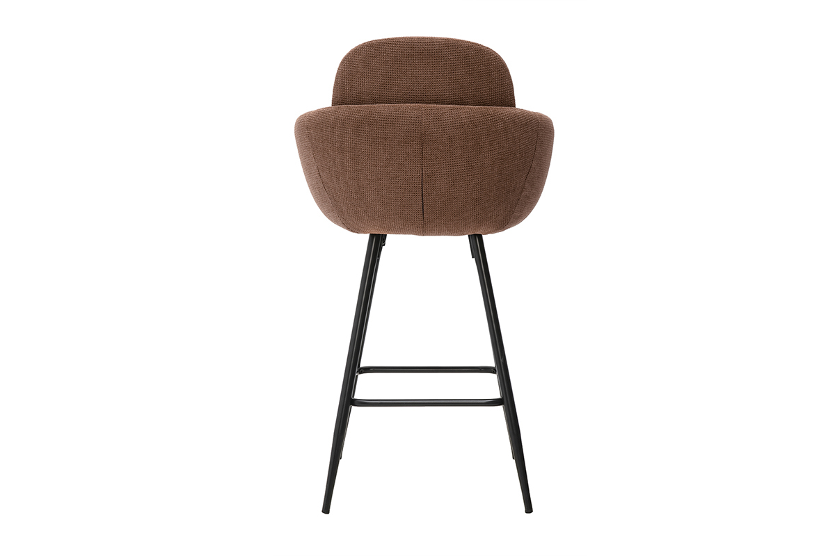 Tabourets de bar en tissu chenille terre br�l�e et m�tal noir H68.5 cm (lot de 2) SLAKE