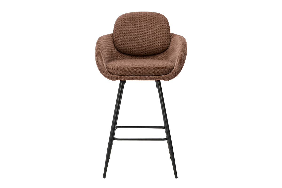 Tabourets de bar en tissu chenille terre br�l�e et m�tal noir H68.5 cm (lot de 2) SLAKE