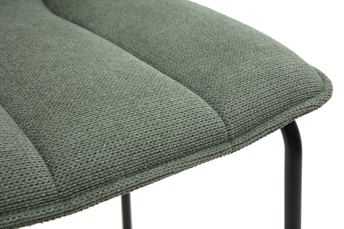 Tabourets de bar en tissu chenille vert kaki et m�tal noir H65.6 cm (lot de 2) VISTO