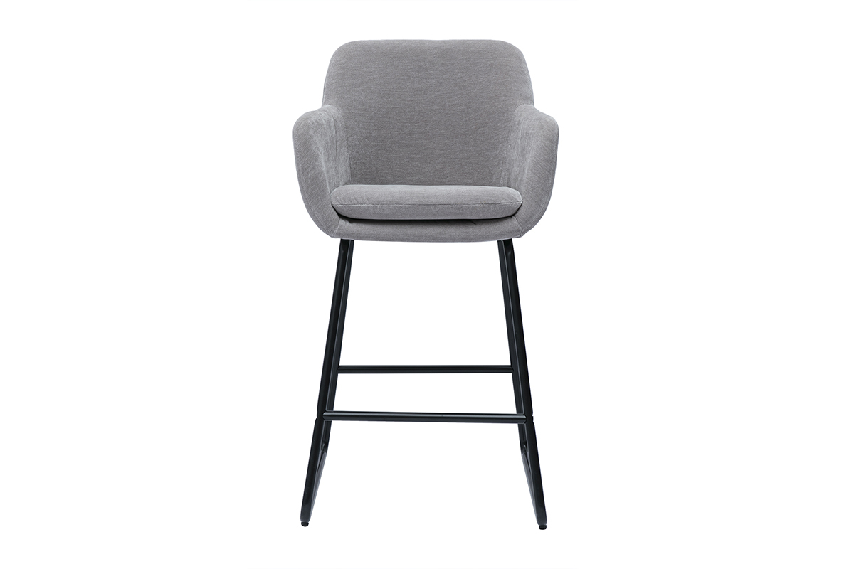 Tabourets de bar en tissu effet velours gris H65 cm (lot de 2) AMIKA