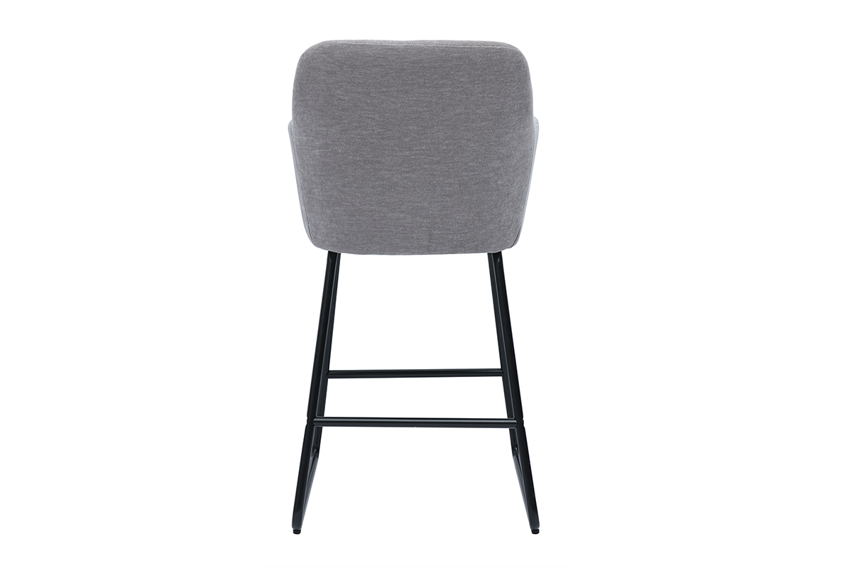 Tabourets de bar en tissu effet velours gris H65 cm (lot de 2) AMIKA