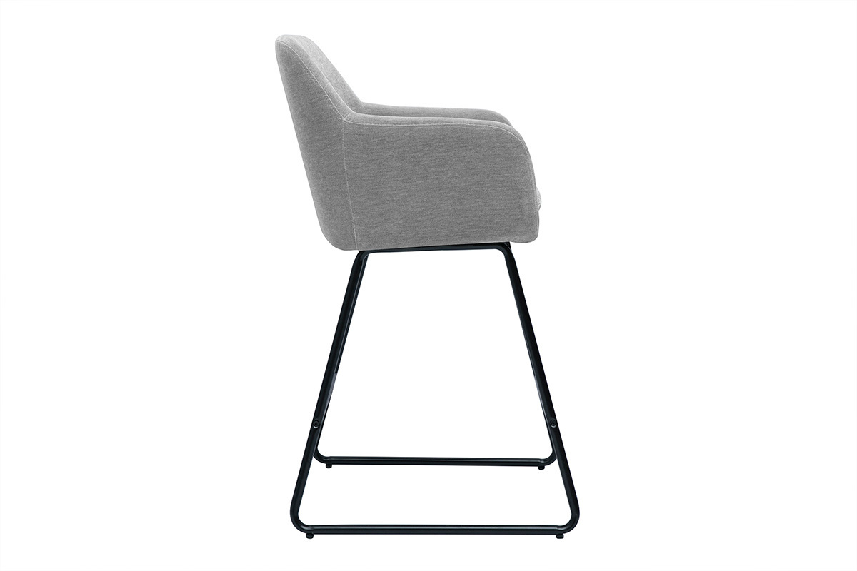 Tabourets de bar en tissu effet velours gris H65 cm (lot de 2) AMIKA