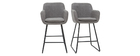 Tabourets de bar en tissu effet velours gris H67 cm (lot de 2) AMIKA