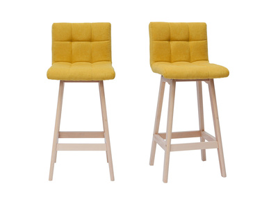 Tabourets de bar en tissu effet velours jaune moutarde H65 cm (lot de 2) KLARIS