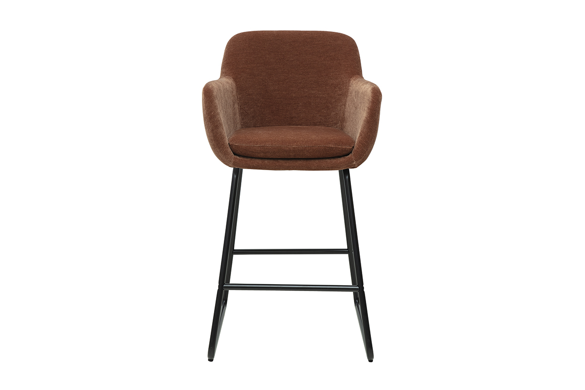 Tabourets de bar en tissu effet velours terre brle H65 cm (lot de 2) AMIKA
