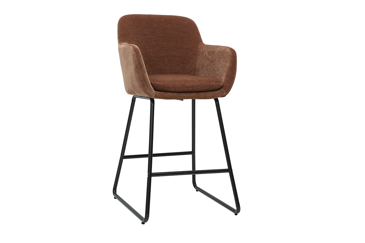 Tabourets de bar en tissu effet velours terre brle H65 cm (lot de 2) AMIKA