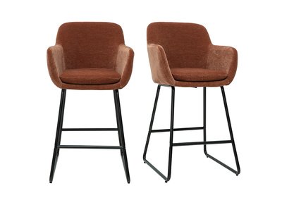 Tabourets de bar en tissu effet velours terre brûlée H65 cm (lot de 2) AMIKA