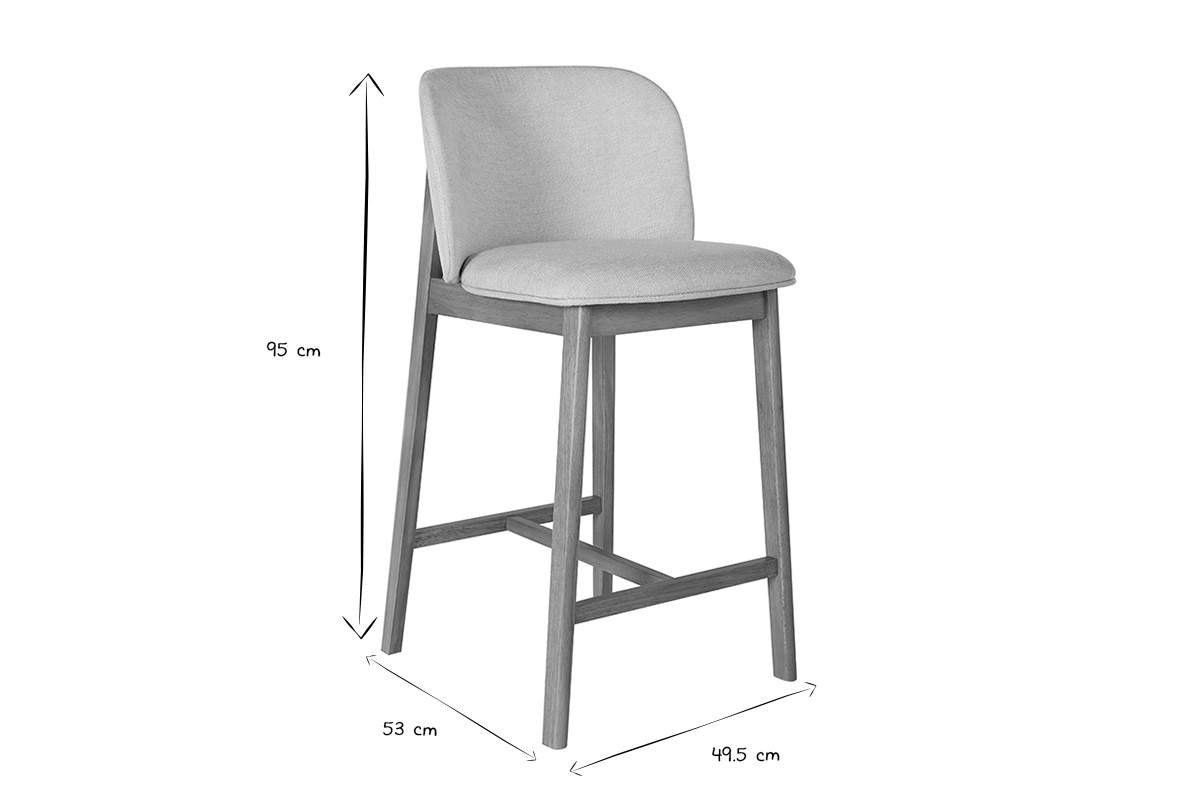 Tabourets de bar en tissu effet velours textur� beige et bois clair H69 cm (lot de 2) TIEGA