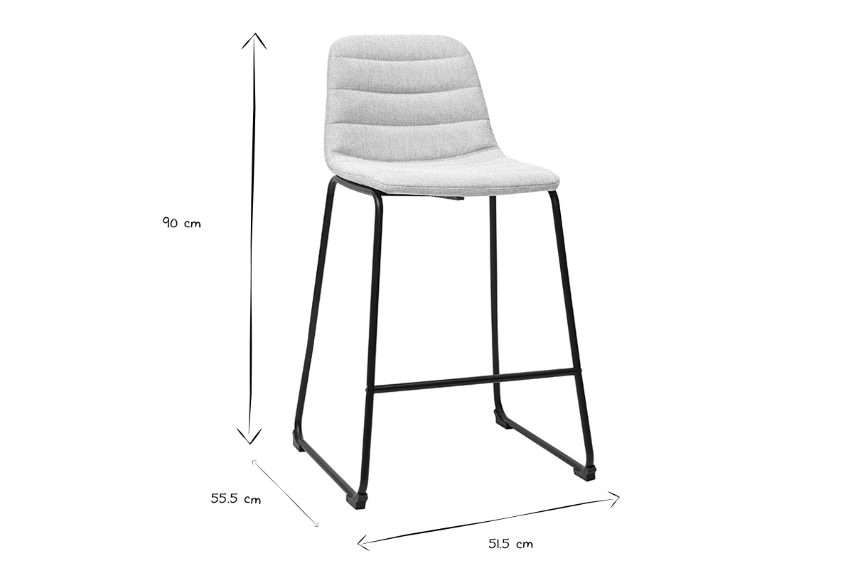 Tabourets de bar en tissu effet velours textur� beige et m�tal H64 cm (lot de 2) SAURY