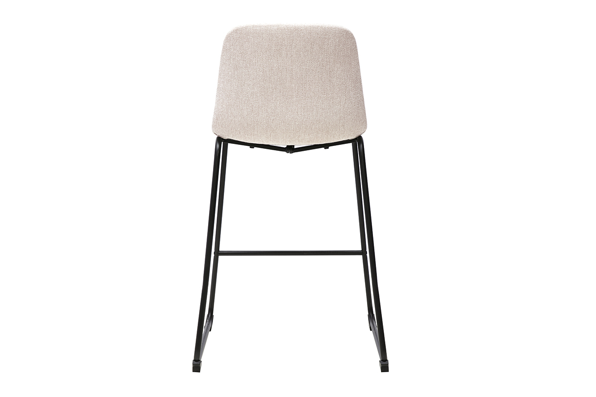 Tabourets de bar en tissu effet velours textur� beige et m�tal H64 cm (lot de 2) SAURY