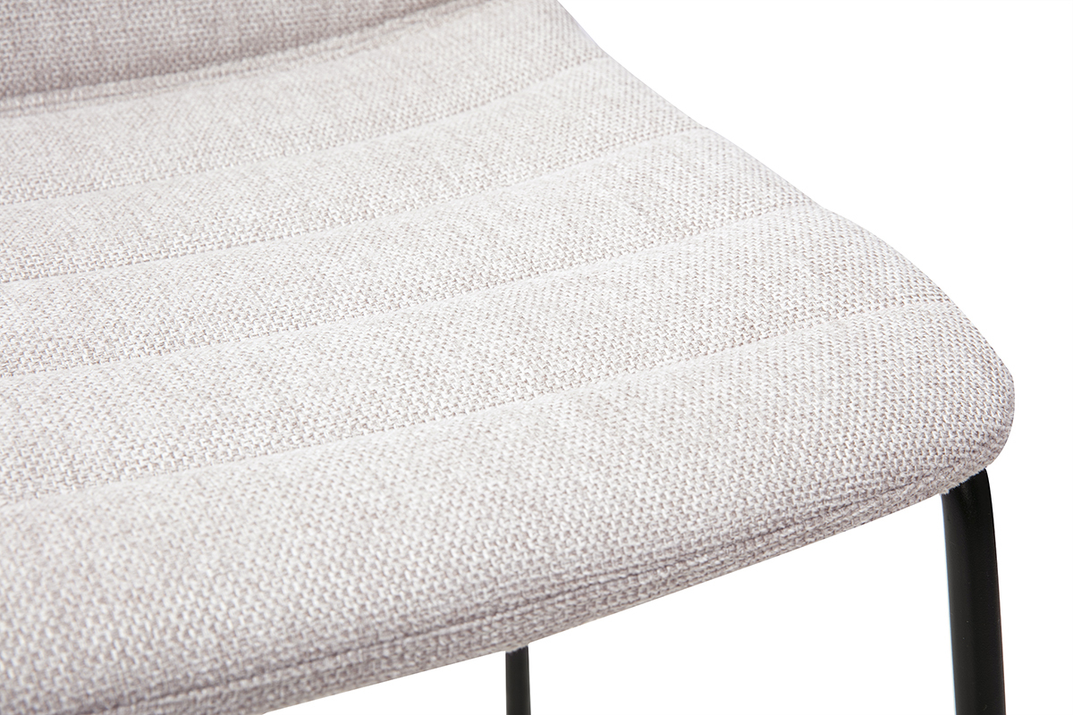 Tabourets de bar en tissu effet velours textur� beige et m�tal H64 cm (lot de 2) SAURY