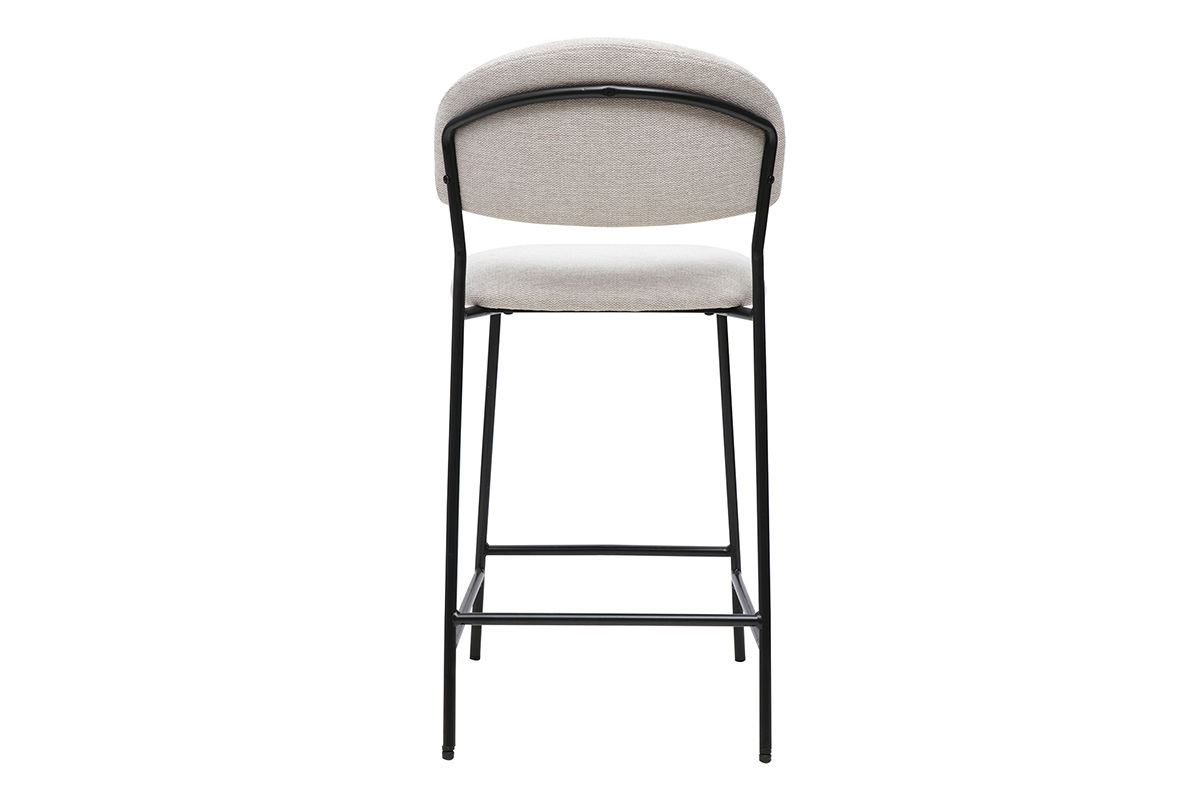 Tabourets de bar en tissu effet velours textur� beige H64 cm (lot de 2) BENTA