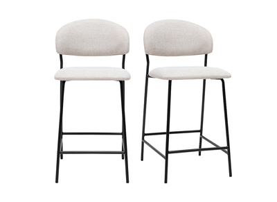 Tabourets de bar en tissu effet velours textur&eacute; beige H64 cm (lot de 2) BENTA