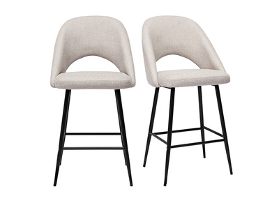 Tabourets de bar en tissu effet velours texturé beige H65 cm (lot de 2) COSETTE