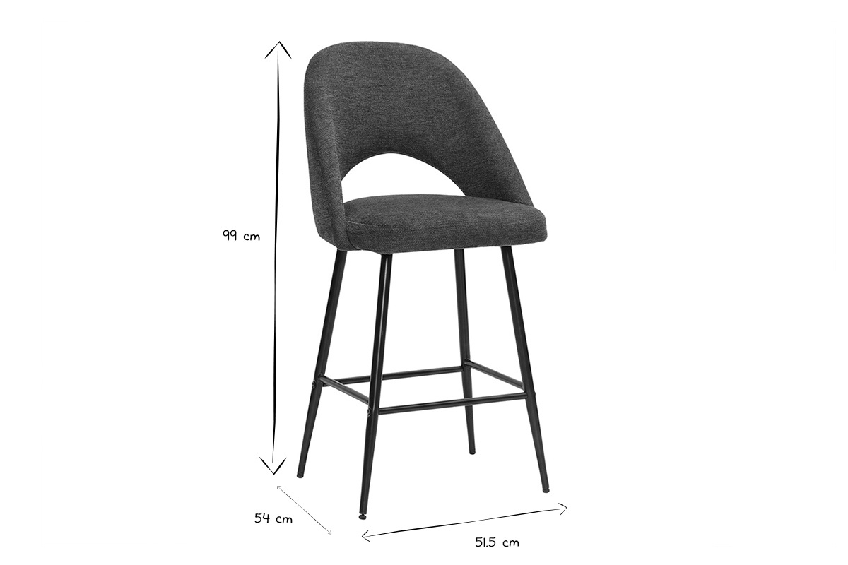 Tabourets de bar en tissu effet velours textur bleu fonc H65 cm (lot de 2) COSETTE