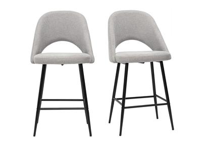 Tabourets de bar en tissu effet velours texturé gris H65 cm (lot de 2) COSETTE
