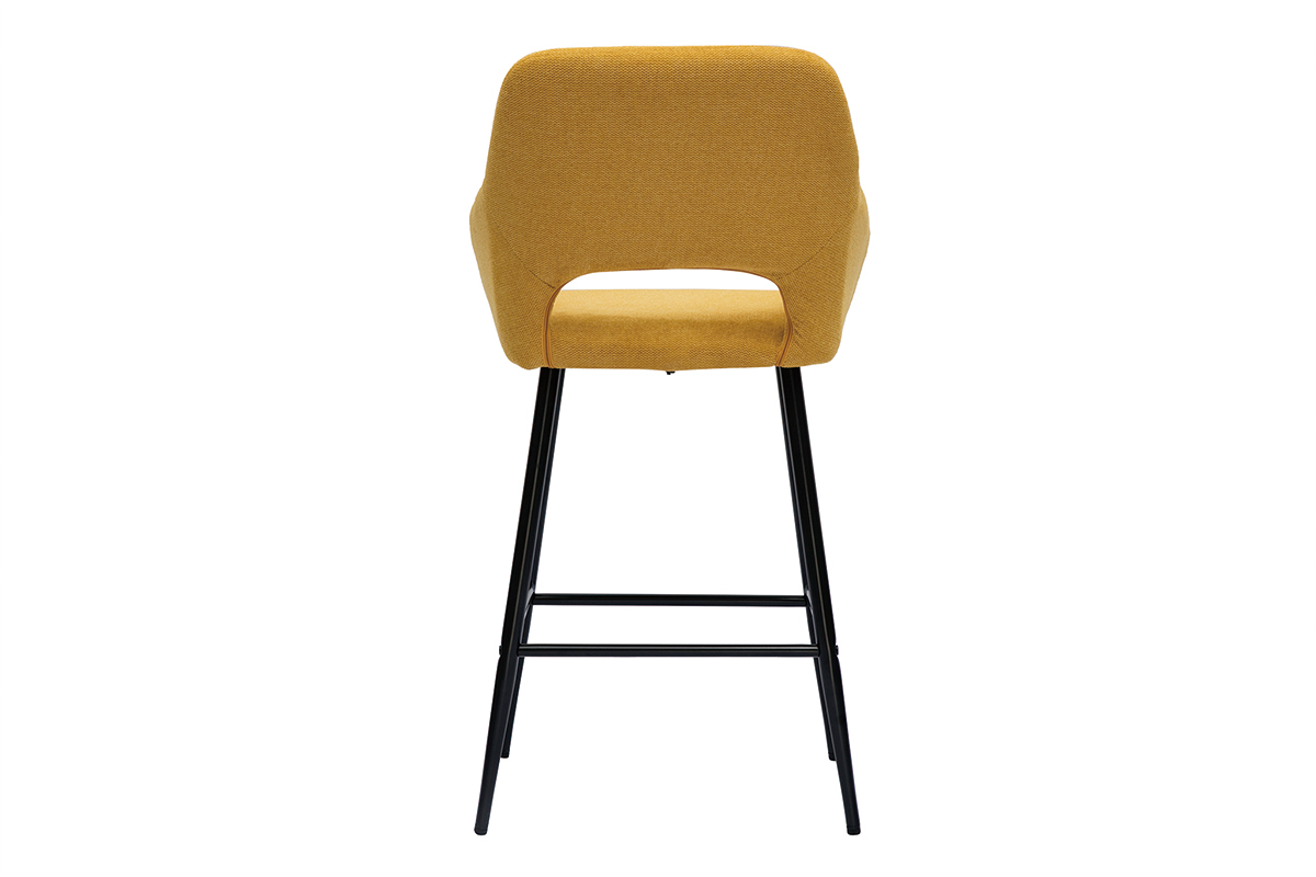 Tabourets de bar en tissu effet velours textur jaune moutarde et mtal H65 cm (lot de 2) LAURETTE