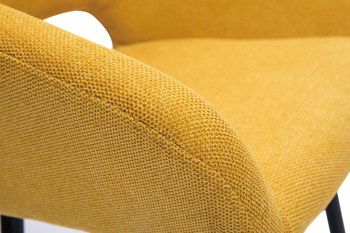 Tabourets de bar en tissu effet velours textur jaune moutarde et mtal H65 cm (lot de 2) LAURETTE